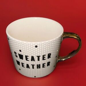 Sweater Weather Coffee Tea Ceramic Mug Gold Handle